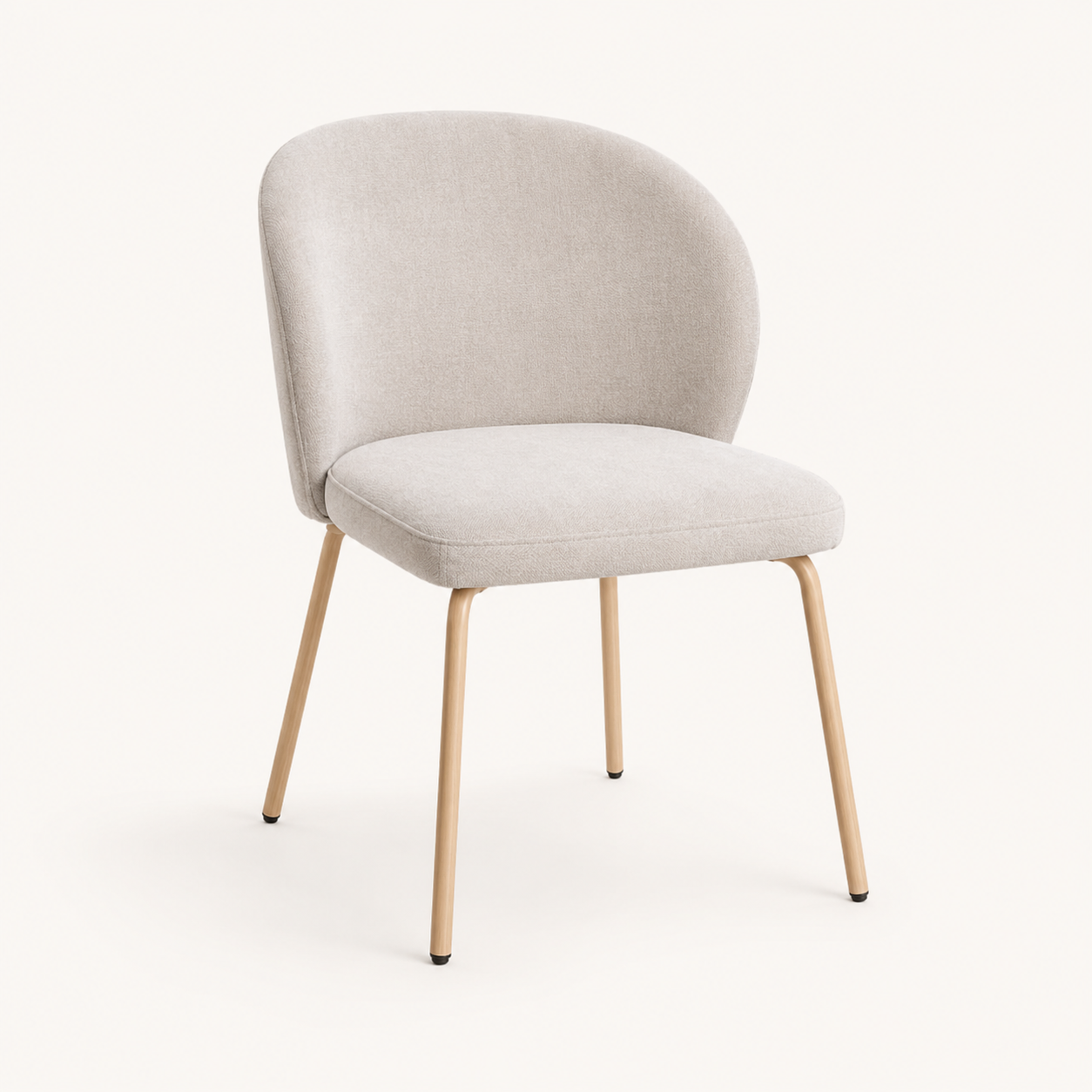 Silla BOU beige tapizada con patas metálicas acabado madera para comedor en El Salvador