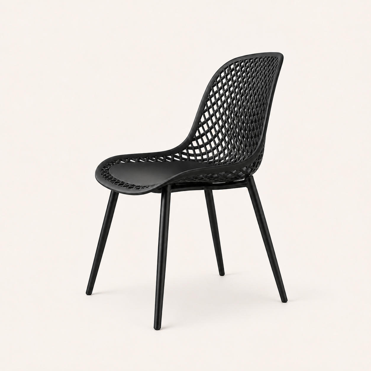 Silla Grid S negra de plástico ABS y patas metálicas para restaurantes y alto tráfico en El Salvador