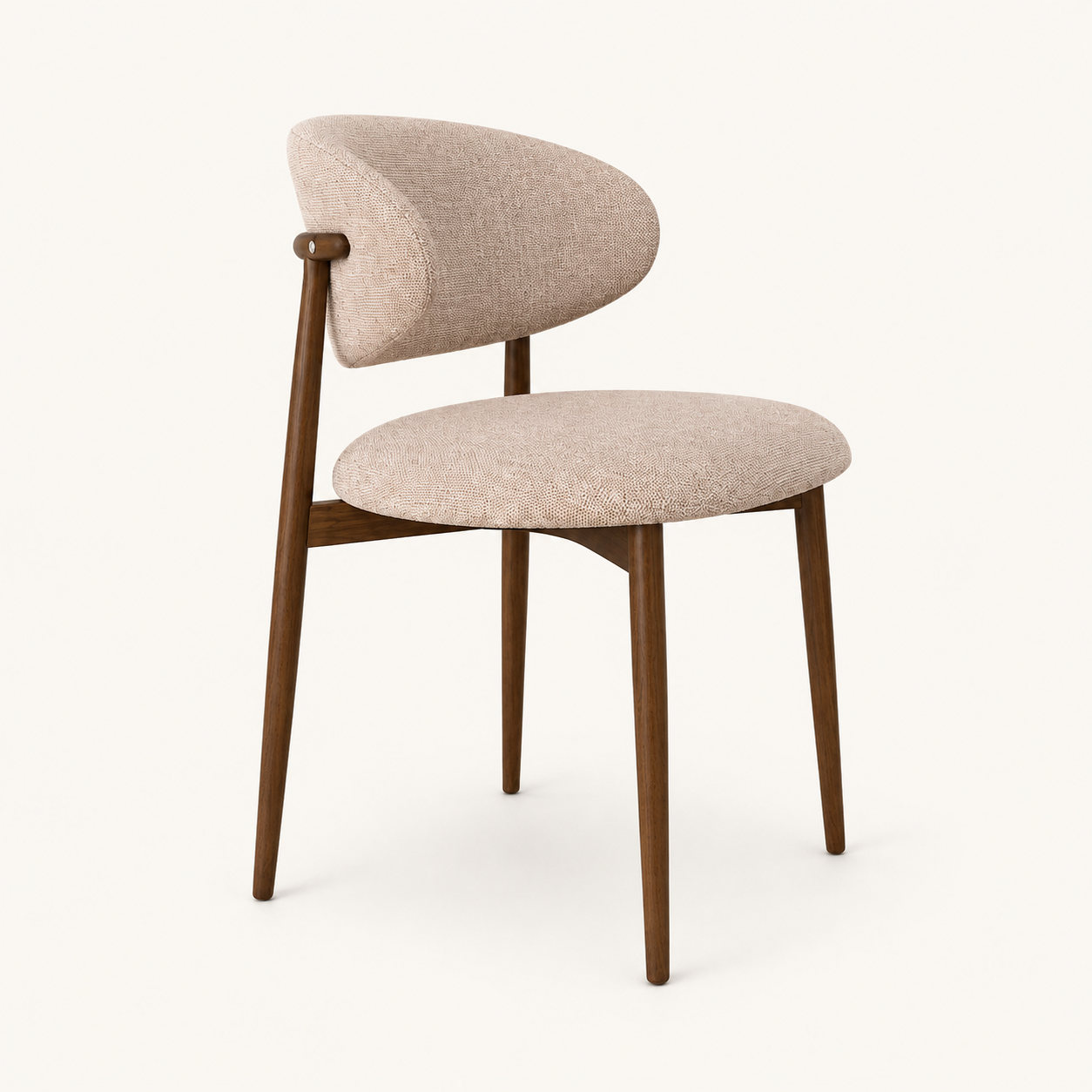 Silla Kyoto beige tapizada con estructura acabado madera oscura para comedor