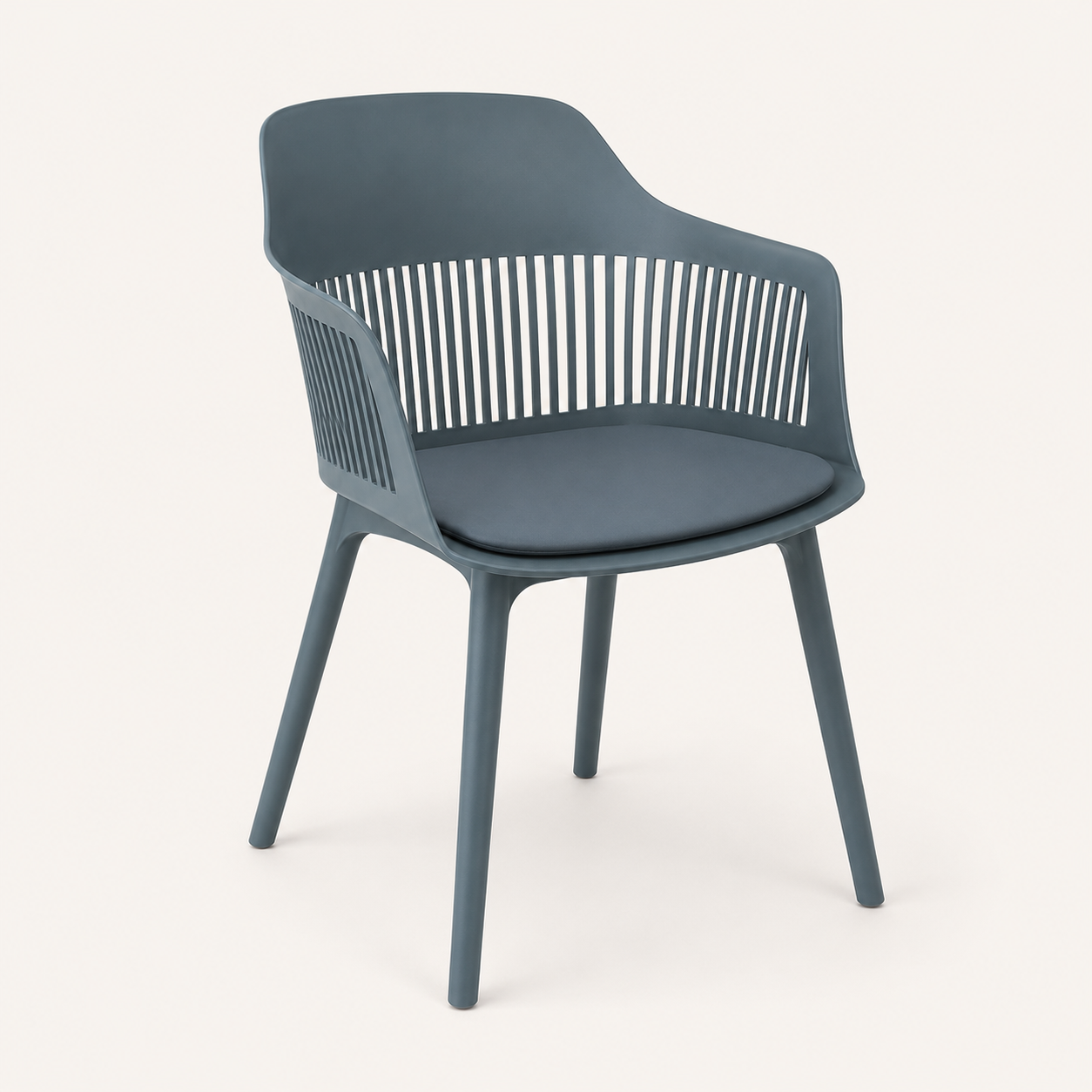 Silla Nova gris de plástico ABS con cojín de asiento para comedor y espacios modernos